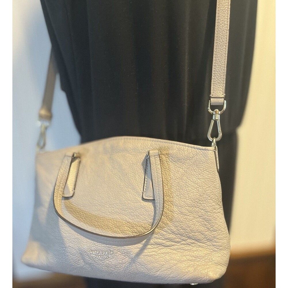 Kate Spade NY Abbott Small Satchel Crossbody Leather Microsuede Lining Lilac